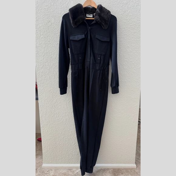 Vintage 1980s/90s VS Sport Black Knit Fur Collar Winter...